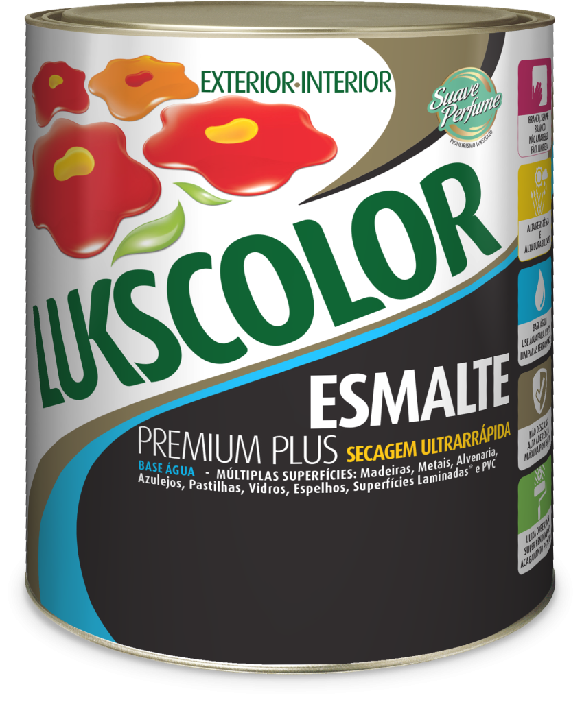 🌈 Renove seus espaços com o ESMALTE BASE ÁGUA PREMIUM PLUS LUKSCOLOR! 🎨 Se você busca qualidade, resistência e um acabamento perfeito, o ESMALTE BASE ÁGUA PREMIUM PLUS LUKSCOLOR é a escolha ideal. Perfeito para diversas superfícies como madeira, metais, vidro e PVC, ele oferece alta durabilidade tanto em ambientes internos quanto externos. Com acabamento brilhante, acetinado, fosco e efeito metalizado, você encontra a opção certa para cada estilo de decoração. ✔️ Alta resistência que não descasca e não amarela com o tempo ✔️ Secagem ultrarrápida para uma aplicação prática e eficiente ✔️ Suave perfume, garantindo conforto durante a pintura ✔️ Disponível em tamanhos de 900ml, 3,6L e 18L para projetos de qualquer porte Transforme seus projetos de pintura com a confiança e qualidade do ESMALTE BASE ÁGUA PREMIUM PLUS LUKSCOLOR! 💪✨